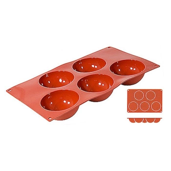 Forma do pieczenia silikonowa półkule, 5 otworów o średnicy 8 cm | CONTACTO 6630/085