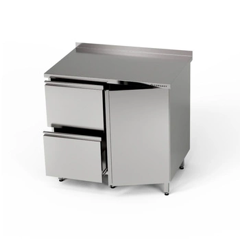 Stół roboczy nierdzewny z szafką i blokiem szuflad 100x70x85 cm | FORGAST