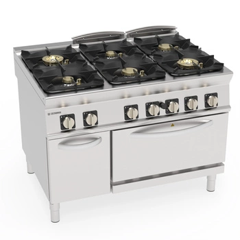 Kuchnia gastronomiczna gazowa 6-palnikowa z piekarnikiem gazowym,  wersja Super 54 + 7 kW | TECNOINOX 313287