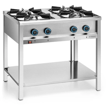 Kuchnia gastronomiczna gazowa 4-palnikowa z półką dolną, 23 kW | FORGAST FG09451