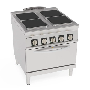 Kuchnia gastronomiczna elektryczna z piekarnikiem elektrycznym konwekcyjnym, 4 pola kwadratowe 30x30 cm, 16 + 5 kW | TECNOINOX 316126