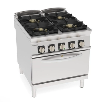 Kuchnia gastronomiczna gazowa 4-palnikowa z piekarnikiem elektrycznym GN 1/1,  32 + 5 kW | TECNOINOX 313278