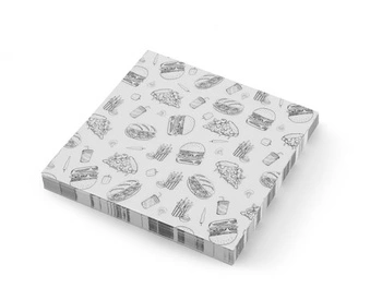 Papier pergaminowy ze wzorem fast - food, kwadrat | HENDI 678282
