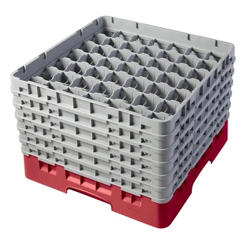 Kosz do szkła 49 przegródek - 50x50 cm, czerwony | CAMBRO 49S1114/163