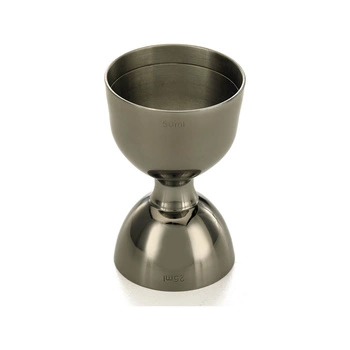 Miarka barmańska Bell z prostą krawędzią, stal nierdzewna, kolor: czarny, 25/50 ml | BARFLY M37098BK