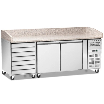 Stół chłodniczy do pizzy 2-drzwiowy z szufladami 428 l | FORGAST FG07204