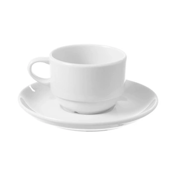 Filiżanka sztaplowana espresso ze spodkiem porcelanowa BIANCO - 90 ml | FINE DINE 799376