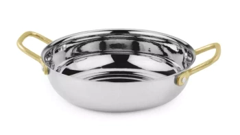 Patelnia do serwowania z dwoma uchwytami, stal nierdzewna - śr. 15.5 cm, poj. 600 ml | AMBITION 287652