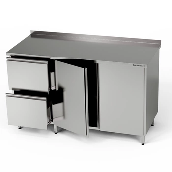 Stół roboczy nierdzewny z szafką i blokiem szuflad 180x60x85 cm | FORGAST