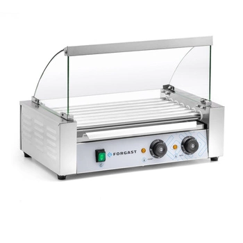 Rolkowy opiekacz parówek z osłoną szklaną - 7 rolek | FORGAST FG09600/U1