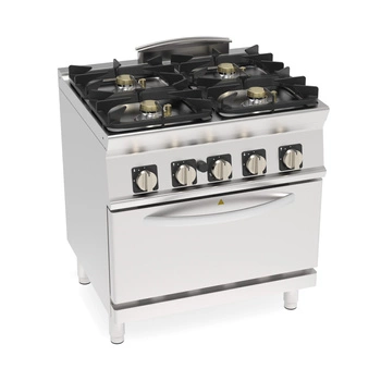 Kuchnia gastronomiczna gazowa 4-palnikowa z piekarnikiem gazowym statycznym GN 2/1, 37 kW | TECNOINOX 713207