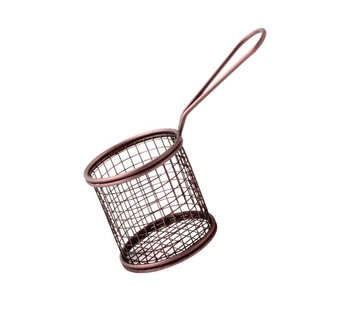 Koszyk do frytek okrągły, kolor - miedź antyczna, śr. 9 cm | AMBITION 126665