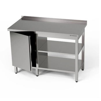 Stół roboczy nierdzewny z szafką i dwiema półkami 110x70x85 cm | FORGAST