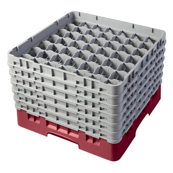 Kosz do szkła 49 przegródek - 50x50 cm, żurawinowy | CAMBRO 49S1114/416