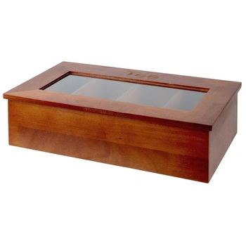 Pudełko na herbatę, drewno, ciemny brąz, 33.5x20x9 cm | APS 11574