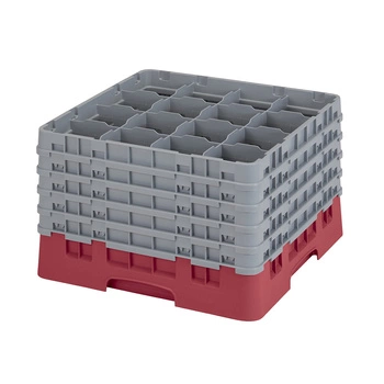 Kosz do szkła 16 przegródek - 50x50 cm, żurawinowy | CAMBRO 16S1058/416