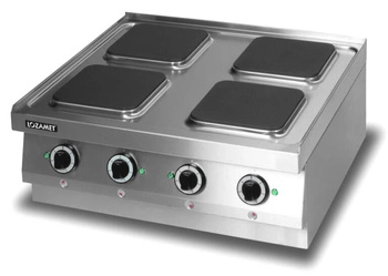 Kuchnia gastronomiczna elektryczna 4-płytowa nastawna, pola grzewcze kwadratowe, 70x65x27 cm, 9,6 kW  | LOZAMET LEH410