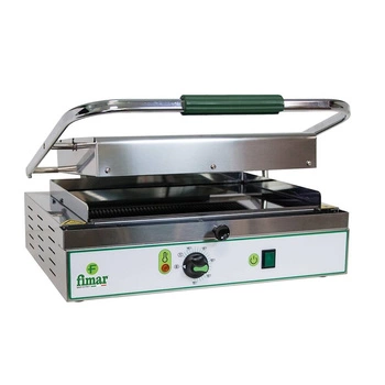 Grill kontaktowy panini z ceramicznymi płytami, gładka góra, ryflowany dół 40x30 cm, 2 kW, 230 V | FIMAR PV40LR