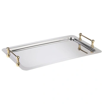 Taca systemowa GN 1/1 BUFFET STAR, stal nierdzewna, pozłacane uchwyty, 53x32.5x6.5 cm | APS 11155