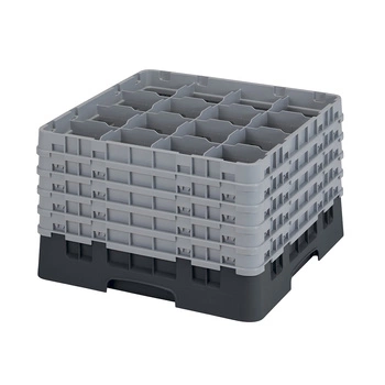 Kosz do szkła 16 przegródek - 50x50 cm, czarny | CAMBRO 16S1058/110