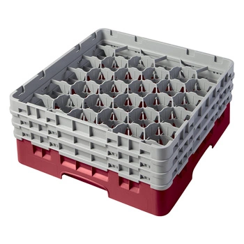 Kosz do szkła 30 przegródek - 50x50 cm, żurawinowy | CAMBRO 30S638/416