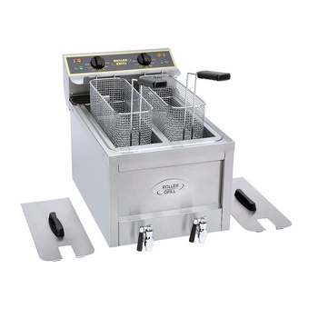Frytownica elektryczna 2-komorowa z kranem, 2x8 l, 230 V, 6 kW | ROLLER GRILL RFE 8 D MONO