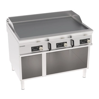 Płyta grillowa elektryczna, sterowana elektronicznie, gładka, chromowana, szczotkowana, na podstawie otwartej, 120 cm, T-90 | TECNOINOX 316291