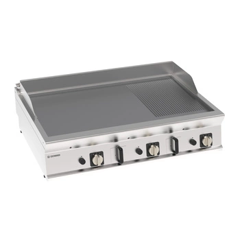 Płyta grillowa gazowa 2/3 gładka, 1/3 ryflowana, chromowana, szczotkowana, nastawna 120 cm | TECNOINOX 313225