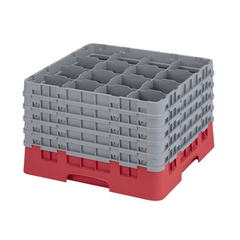 Kosz do szkła 16 przegródek - 50x50 cm, czerwony | CAMBRO 16S1058/163