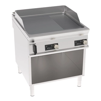 Płyta grillowa elektryczna, sterowana elektronicznie, 2/3 gładka, 1/3 ryflowana, chromowana, na podstawie otwartej, 80 cm, T-90 | TECNOINOX 316287