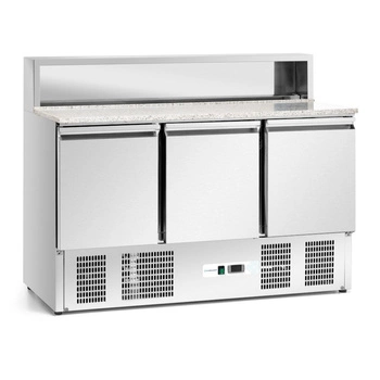 Stół chłodniczy 3-drzwiowy do pizzy 400 l, z nadstawką | FORGAST FG07203
