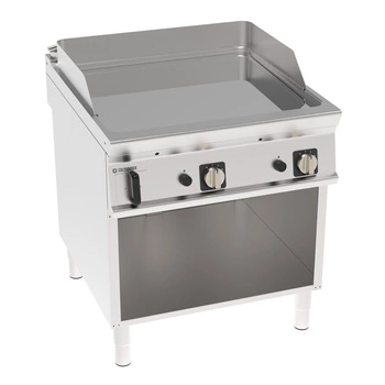 Płyta grillowa gazowa, gładka, chromowana, na szafce otwartej, 80 cm | TECNOINOX 313252