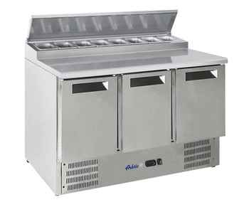 Stół chłodniczy 3-drzwiowy sałatkowy z nadstawą, 368 l, 8x GN1/6 | HENDI 236239