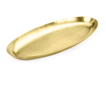 Taca owalna Charms, złoto antyczne młotkowane, 37x13x2 cm | AMBITION 126675