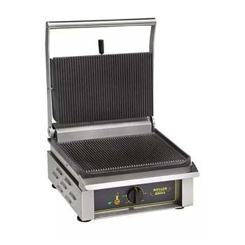 Grill kontaktowy Panini, ryflowane płyty, 3 kW, 36x24 cm | ROLLER GRILL PANINI