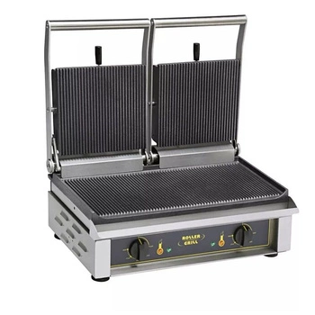 Grill kontaktowy podwójny, ryflowane płyty, 2x2 kW, 53.5x24 cm | ROLLER GRILL MAJESTIC 230V
