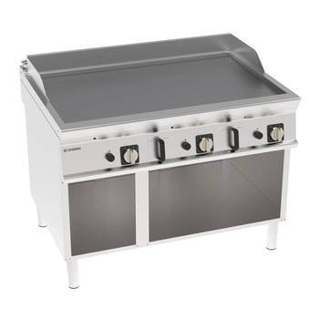 Płyta grillowa gazowa gładka, szczotkowana, chromowana, na szafce otwartej, 120 cm | TECNOINOX 313229