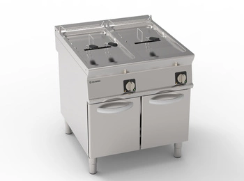 Frytownica elektryczna dwukomorowa 2x17 l 33 kW z podstawą zamkniętą | TECNOINOX 316083