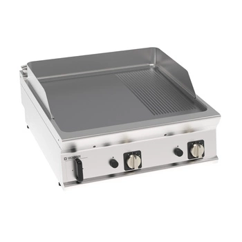 Płyta grillowa gazowa 2/3 gładka, 1/3 ryflowana, chromowana, szczotkowana, nastawna 80 cm | TECNOINOX 313256