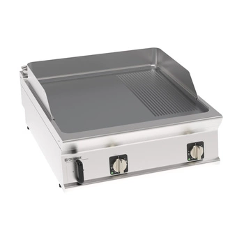 Płyta grillowa elektryczna, 2/3 gładka, 1/3 ryflowana, chromowana, szczotkowana, nastawna 80 cm, T-90 | TECNOINOX 316275