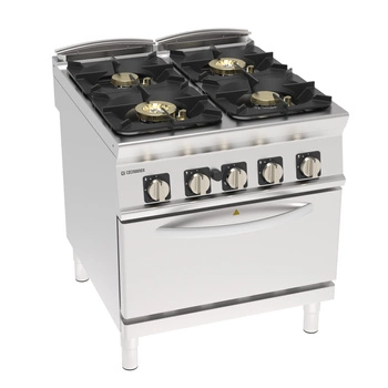 Kuchnia gastronomiczna gazowa 4-palnikowa z piekarnikiem gazowym,  wersja Top Power, 42 + 7 kW | TECNOINOX 313275