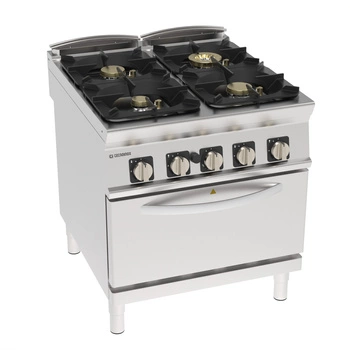 Kuchnia gastronomiczna gazowa 4-palnikowa z piekarnikiem gazowym, 37 + 7 kW | TECNOINOX 313274