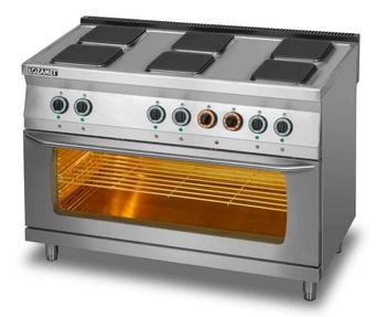 Kuchnia gastronomiczna elektryczna 6-płytowa z piekarnikiem elektrycznym 3 x GN 1/1, 21,05 kW | LOZAMET L700.KE6 PE max
