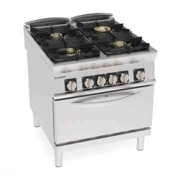 Kuchnia gastronomiczna gazowa 4-palnikowa z piekarnikiem elektrycznym , wersja Super 37 + 5.3 kW | TECNOINOX 313277