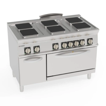 Kuchnia gastronomiczna elektryczna 6-polowa kw. z piekarnikiem GN 2/1 | TECNOINOX 716192