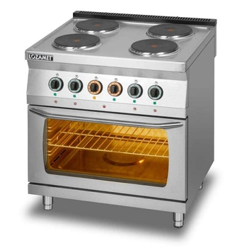 Kuchnia gastronomiczna elektryczna 4-płytowa z piekarnikiem elektrycznym, GN 2/1, 14,85 kW | LOZAMET L700.KEO4 PE