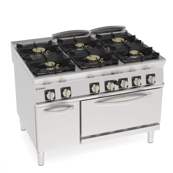 Kuchnia gastronomiczna gazowa 6-palnikowa z piekarnikiem gazowym, 48 + 7 kW | TECNOINOX 313286