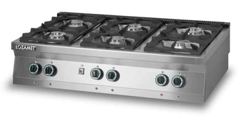 Kuchnia gazowa, 6 palników, 42 kW, gazowo-elektryczna | LOZAMET L900.KG6
