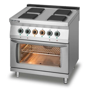Kuchnia gastronomiczna elektryczna 4-płytowa z piekarnikiem elektrycznym z termoobiegiem, GN 1/1, 12,25 kW | LOZAMET L700.KE4 PET