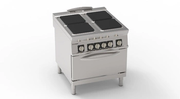 Kuchnia gastronomiczna elektryczna z piekarnikiem elektrycznym, 4 pola kwadratowe 30x30 cm, 16 + 5.3 kW | TECNOINOX 316037